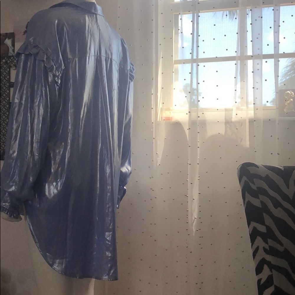 Free people shiny blue button down
